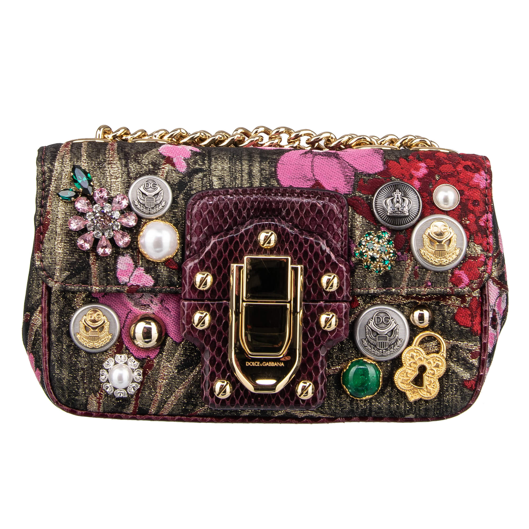 Dolce & Gabbana Jeweled Jacquard LUCIA BAG Gold | FASHION ROOMS