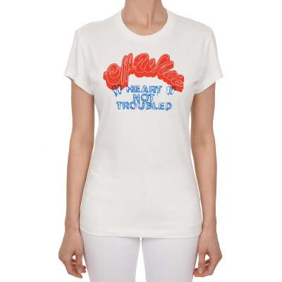 Virgil Abloh Heart Woman Logo Baumwolle T-Shirt Top Weiß