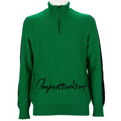 Virgil Abloh Knitted Wool Turtleneck Jumper Impressionism Green Black L
