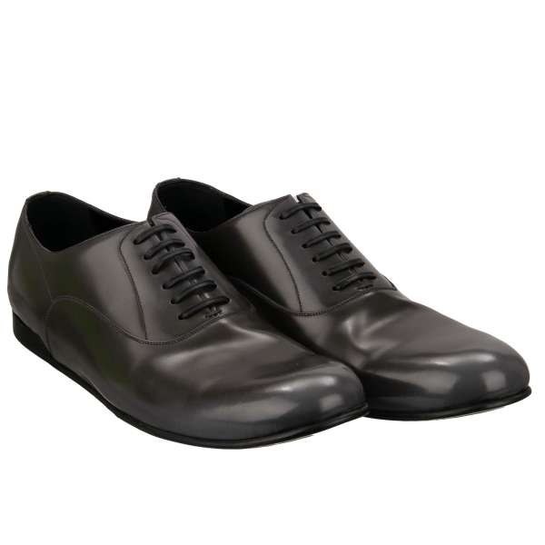 Classic Leather Shoes with lace closure in gray by DOLCE & GABBANA 