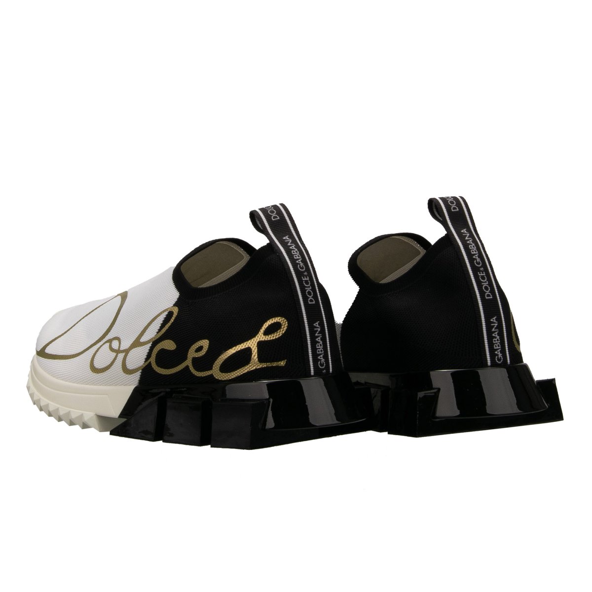 Dolce & Gabbana DG Logo Slip-On Sneaker Shoes SORRENTO White Gold Black |  FASHION ROOMS