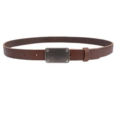 DG Logo Metal Buckle Plate Leather Belt Brown 100 40