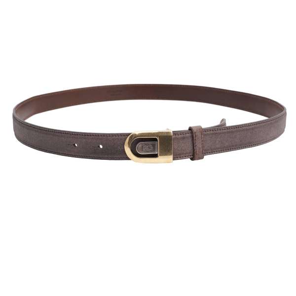 Leather belt with DG Logo gold and silver buckle in brown by DOLCE & GABBANA