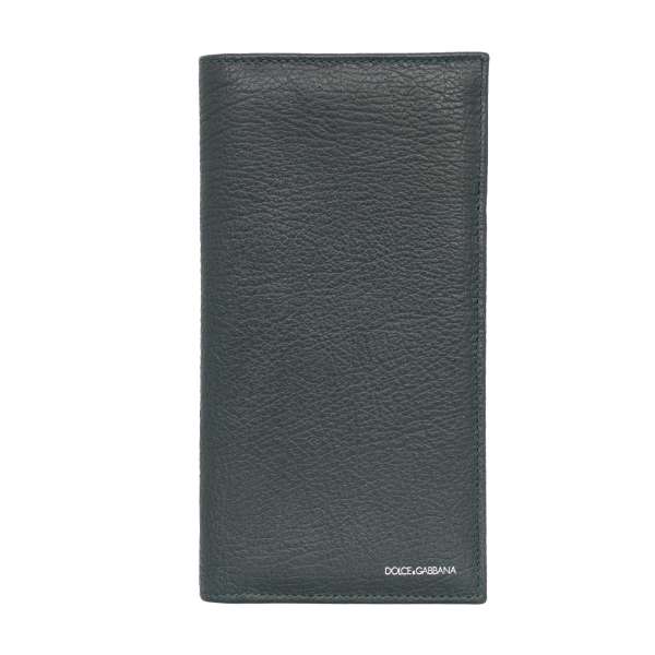 Large leather bifold wallet with many pockets and slots and DG logo in green by DOLCE & GABBANA