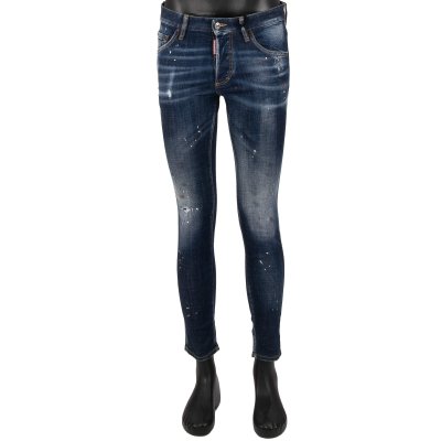 Dsquared2 Distressed SKINNY DAN JEAN Maple Logo Jeans Pants Blue | FASHION  ROOMS