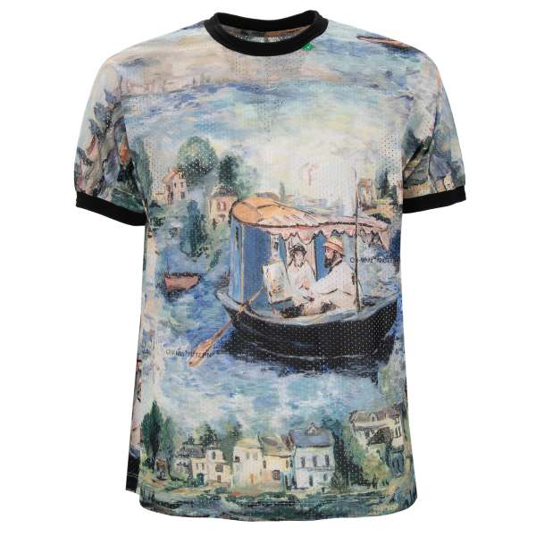 T-Shirt mit Gitter Struktur und Impressionism See und Off-White Pattern Print von OFF-WHITE c/o Virgil Abloh