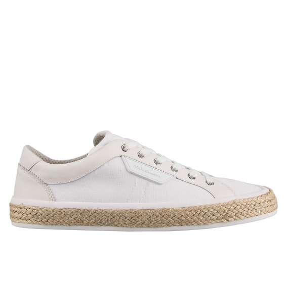 Dolce & Gabbana Leather Canvas Sneakers White | FASHION ROOMS