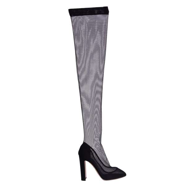 Transapernt tulle stocking pumps VALLY with high heel in black by DOLCE & GABBANA 