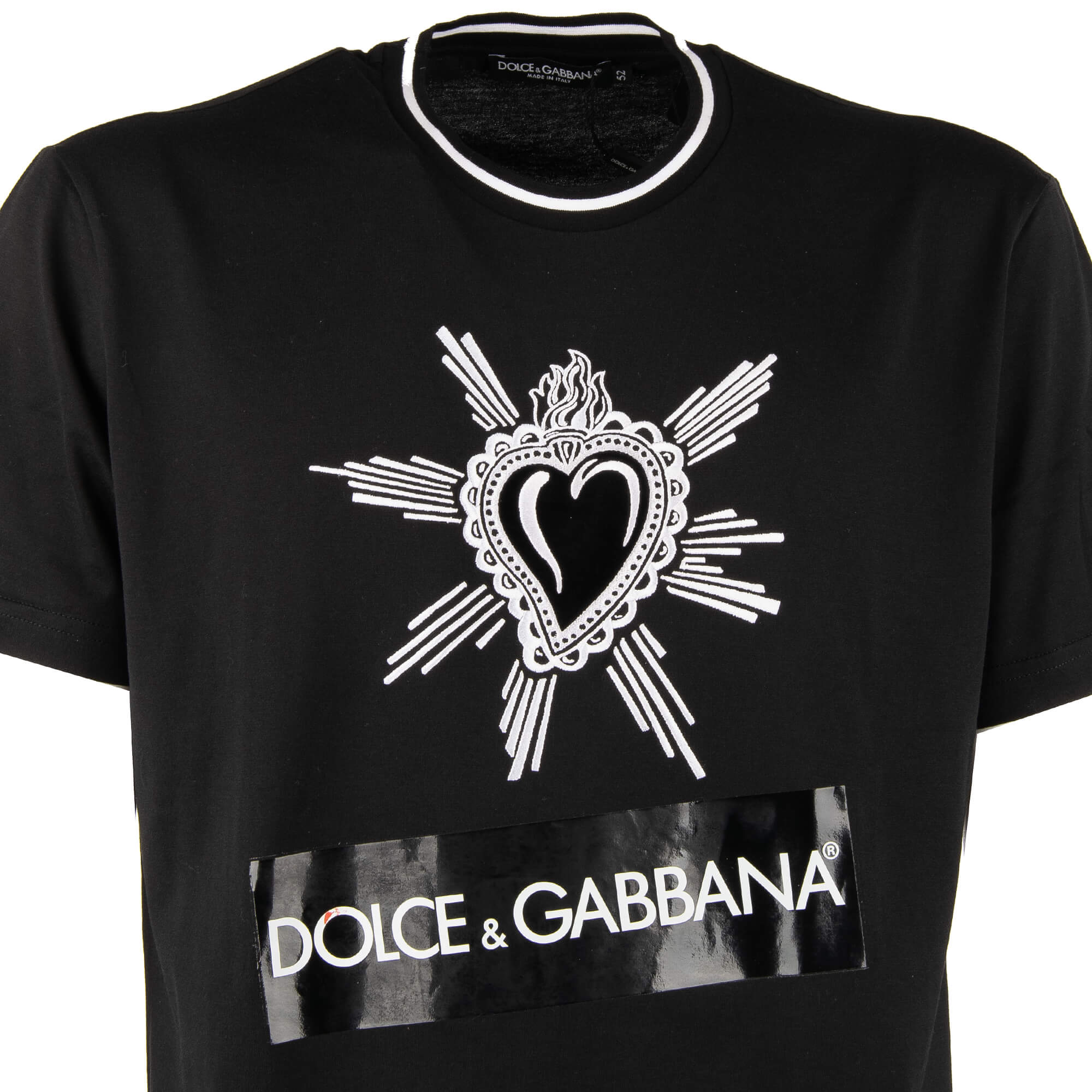 Dolce & Gabbana Cotton T-Shirt with Embroidered Sacred Heart and Logo ...