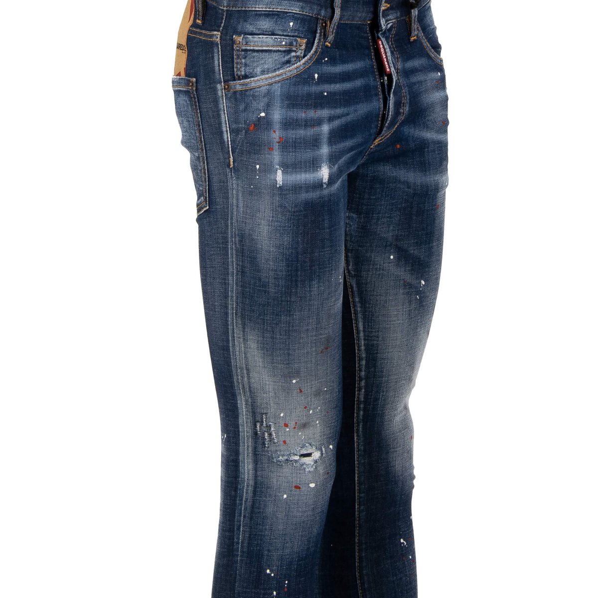 Dsquared2 Distressed SKINNY DAN JEAN Maple Logo Jeans Pants Blue | FASHION  ROOMS