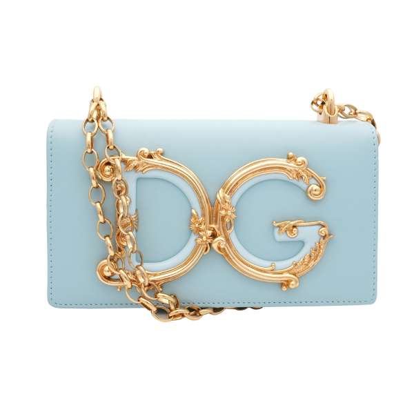 Clutch / Phone Bag / Crossbody Bag DG GIRLS made of leather with a large enameled baroque style DG Logo and chain strap by DOLCE & GABBANA