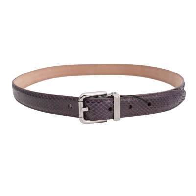 Metal Buckle Snake Leather Belt Purple 95 38