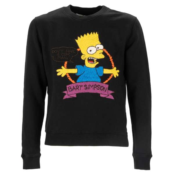 Off White Virgil Abloh Sweatshirt with Bart Simpson Embroidery and Logo Black M FASHION ROOMS