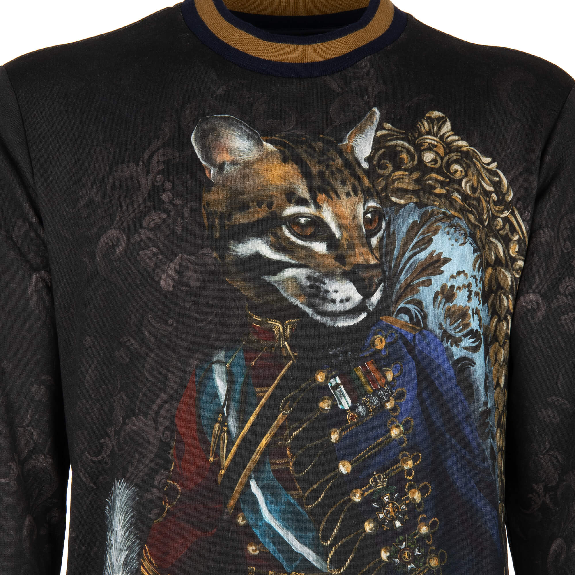 Dolce & Gabbana Beige Cat Print Cotton Shirt M Dolce & Gabbana