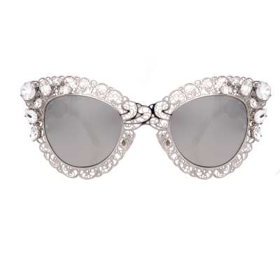 Special Edition Filigrane Sonnenbrille DG 2134 mit Kristallen Silber 