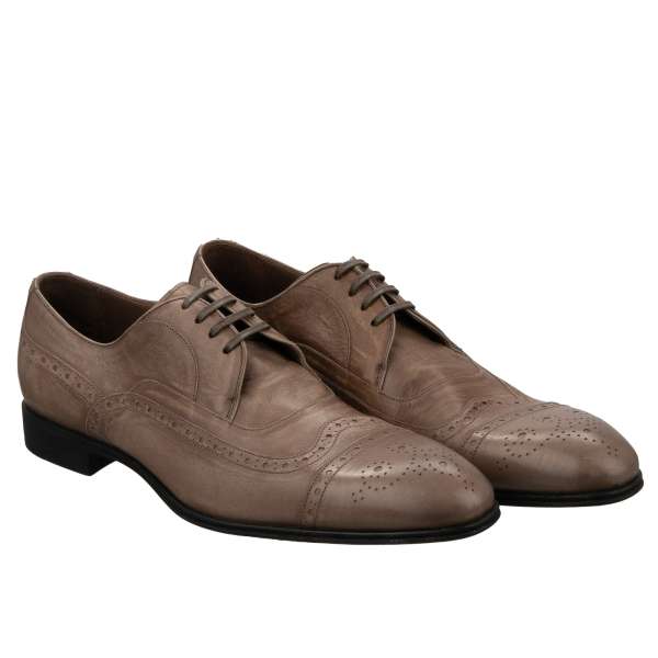 Formal kangaroo leather derby shoes PORTOFINO by DOLCE & GABBANA