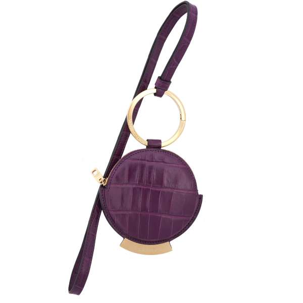 Leather wallet bag / shoulder bag with detachable DG Logo ring strap in purple by DOLCE & GABBANA