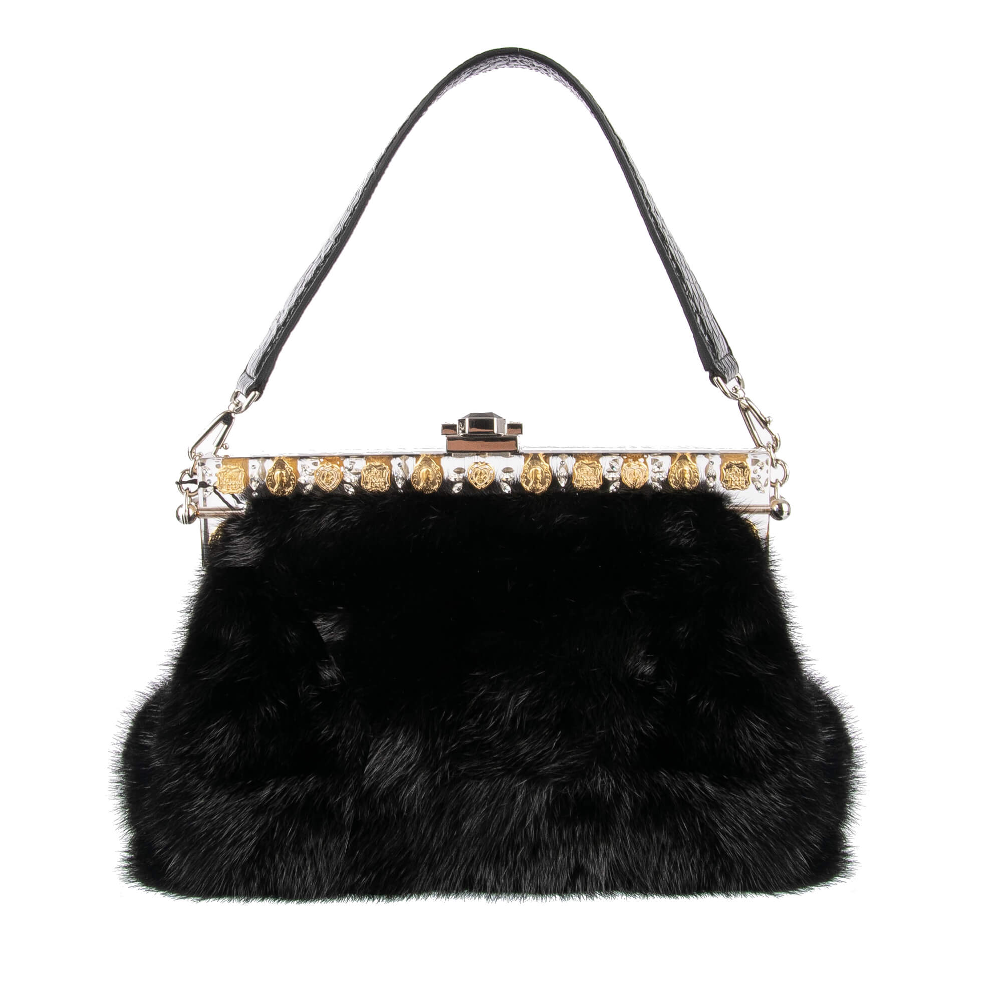 Dolce & Gabbana Jeweled Mink Fur Evening Clutch Bag VANDA Black | FASHION  ROOMS