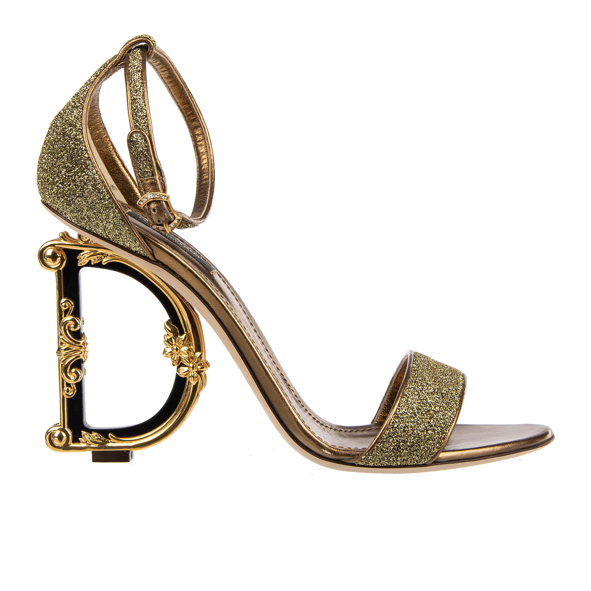 Dolce & Gabbana DG Logo Baroque High Heel Sandals KEIRA Gold 40 | FASHION  ROOMS
