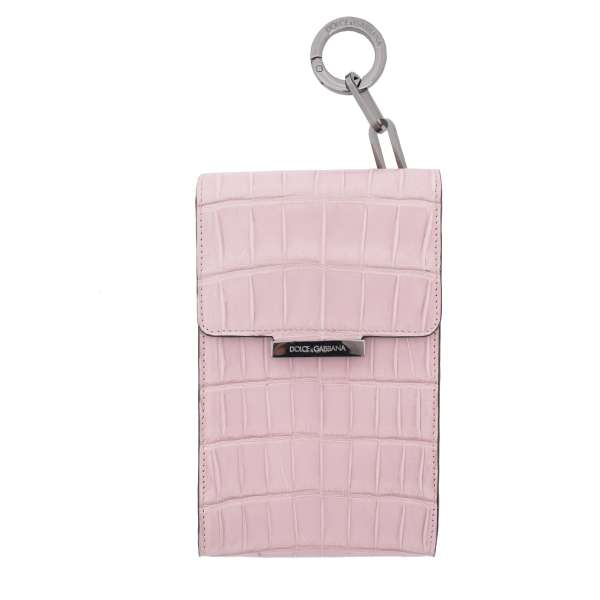 Pouch Tasche aus Leder mit abnehmbarem Ring in Pink von DOLCE & GABBANA