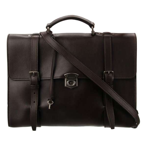 Leather Briefcase / Business Bag with srap, lock and pockets by DOLCE & GABBANA