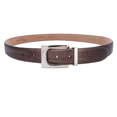 Limited Edition Croco Leather Belt Metallic Brown 100 40