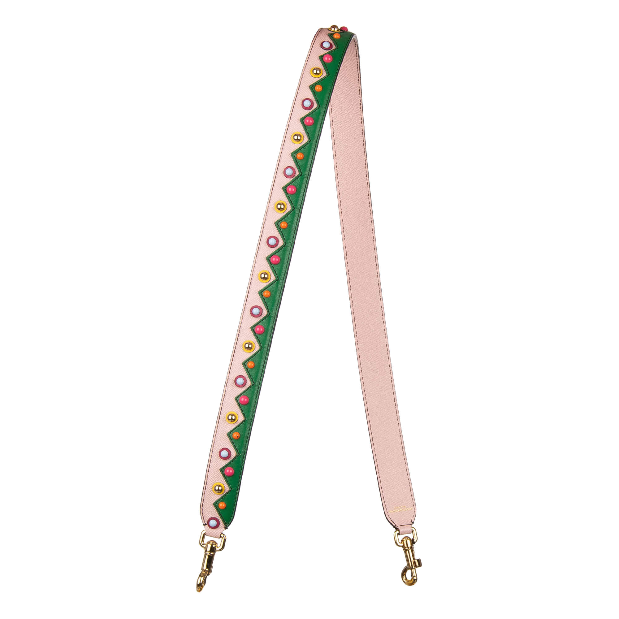 Dolce & Gabbana Studded Leather Bag Strap Handle Pink Green Gold | FASHION  ROOMS
