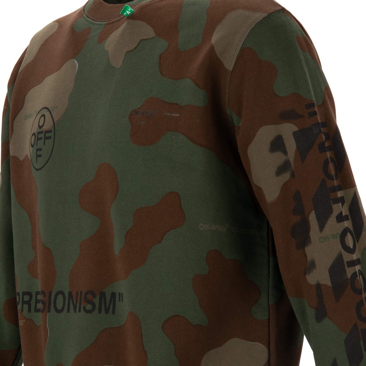 Off White Virgil Abloh Slim Camouflage Sweatshirt Impressionism with Logo Khaki M FASHION ROOMS