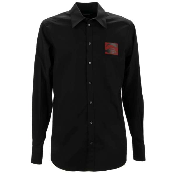 Cotton shirt with eye patch in red and black by DOLCE & GABBANA  - GOLD Line 