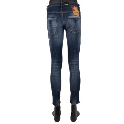 Dsquared2 Distressed SKINNY DAN JEAN Maple Logo Jeans Pants Blue | FASHION  ROOMS