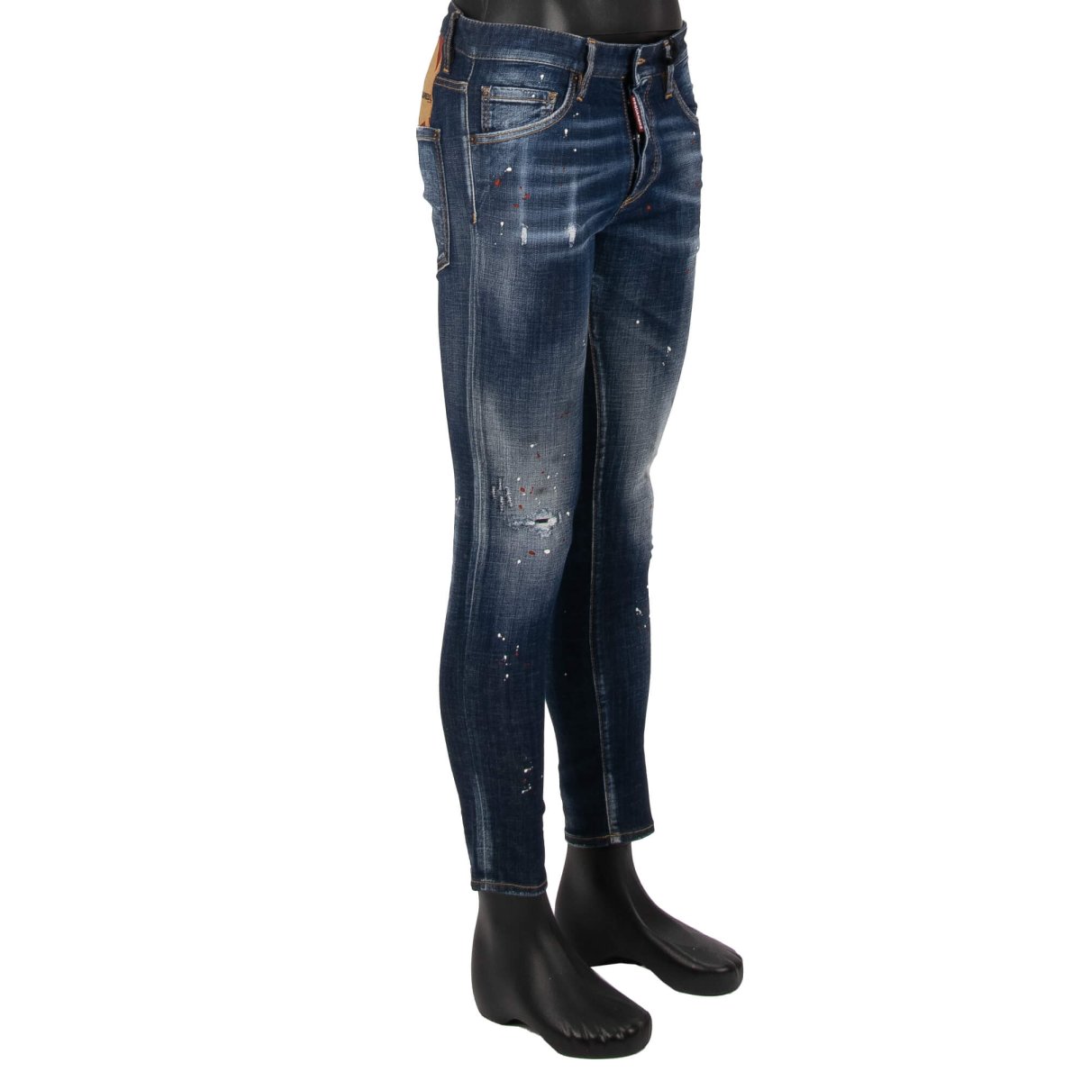 Dsquared2 Distressed SKINNY DAN JEAN Maple Logo Jeans Pants Blue | FASHION  ROOMS