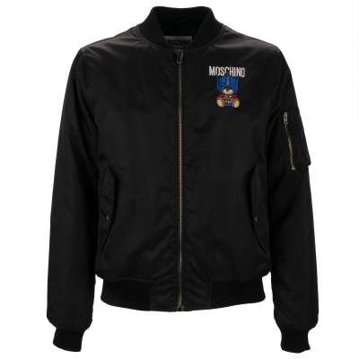 COUTURE Nylon Jacke mit Transformers Robot Stickerei Schwarz