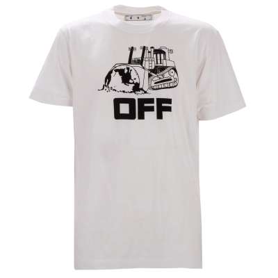 Virgil Abloh World Caterpillar Print Cotton T-Shirt White Black L