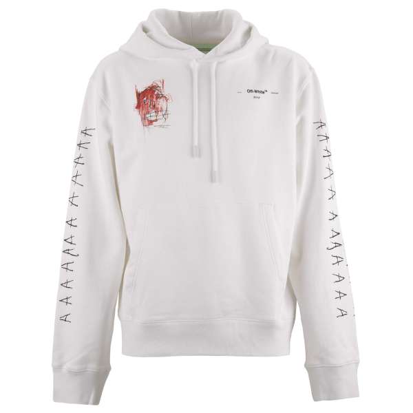 Baumwolle Hoodie / Kapuzenpullover aus der limitierten Jean-Michel Basquiat Kollektion mit Grafik und Logo Print von OFF-WHITE Virgil Abloh