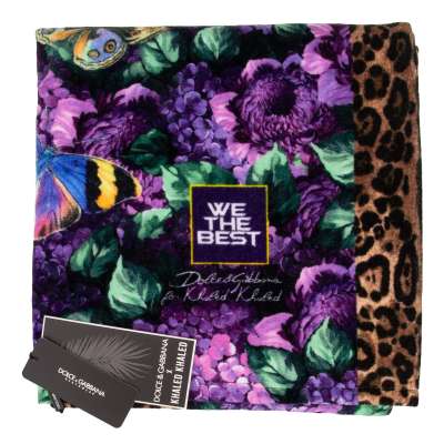DJ Khaled Leopard Flower Butterfly Beach Towel Purple Yellow