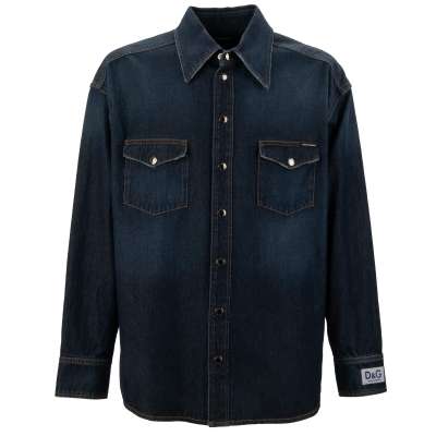 DG Logo Oversize Denim Jeans Jacket Shirt Blue S M L