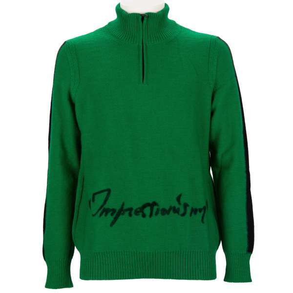 Knitted slim fit wool turtleneck jumper / sweatshirt from the limited Impressionism collection with logo print by OFF-WHITE Virgil Abloh