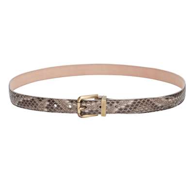 Metal Buckle Snake Leather Belt Gray 95 38