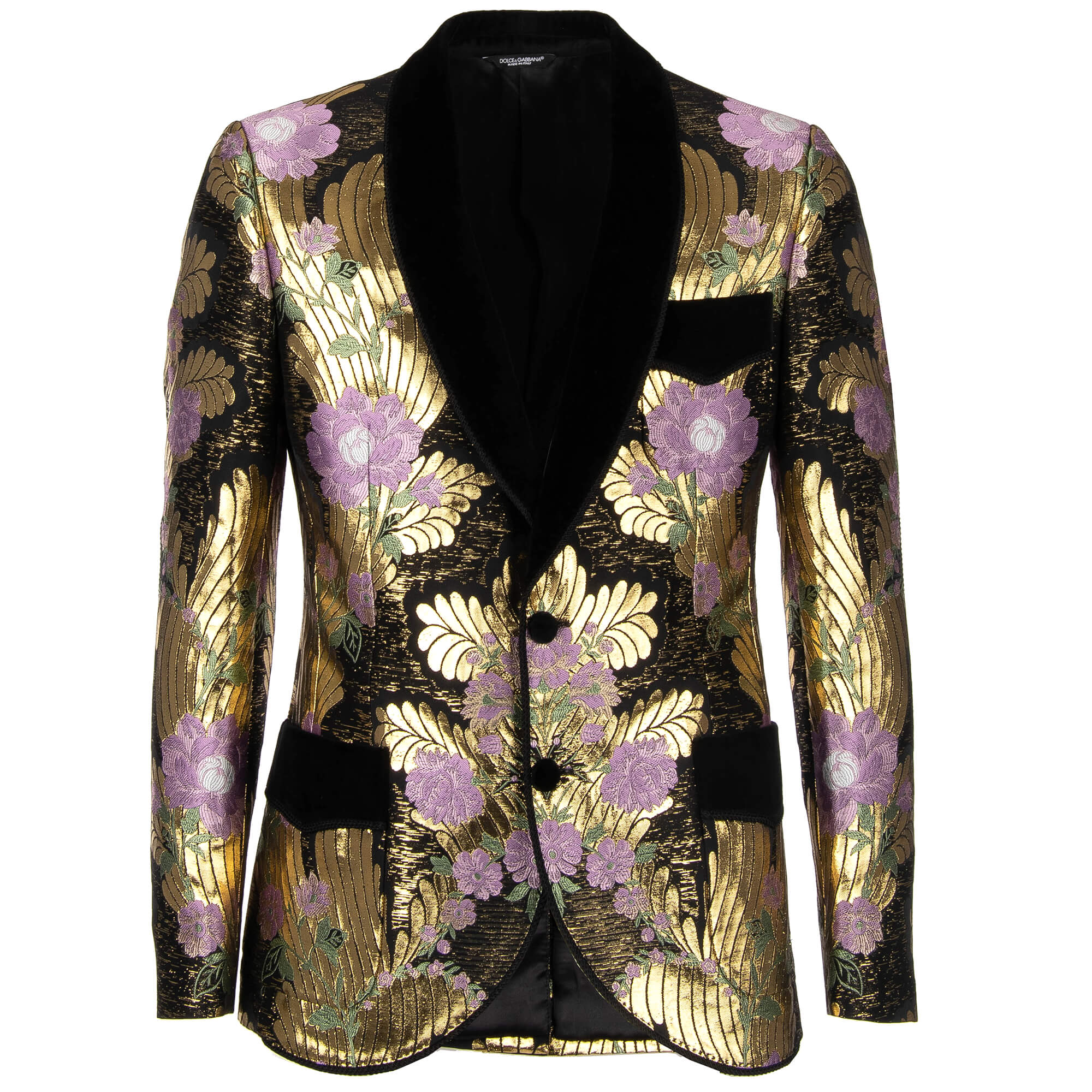 Dolce & Gabbana Baroque Lurex Tuxedo Blazer with Velvet Lapel Black ...