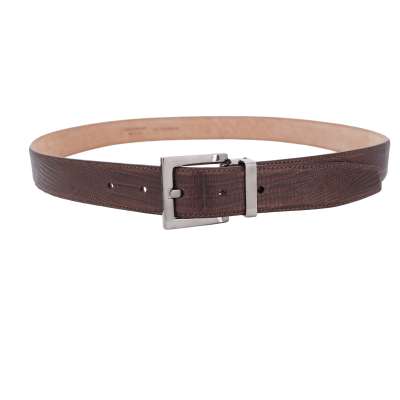 Classic Metal Buckle Lizard Leather Belt Brown 95 38