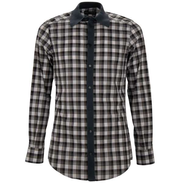 Checked pattern shirt with jersey short collar by DOLCE & GABBANA