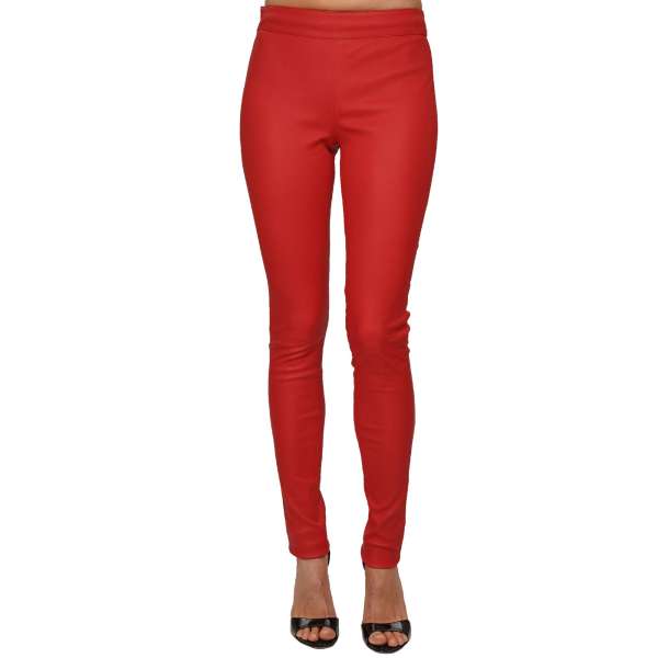 Leather leggings pants with Philipp Plein metal logo plate at the back by PHILIPP PLEIN