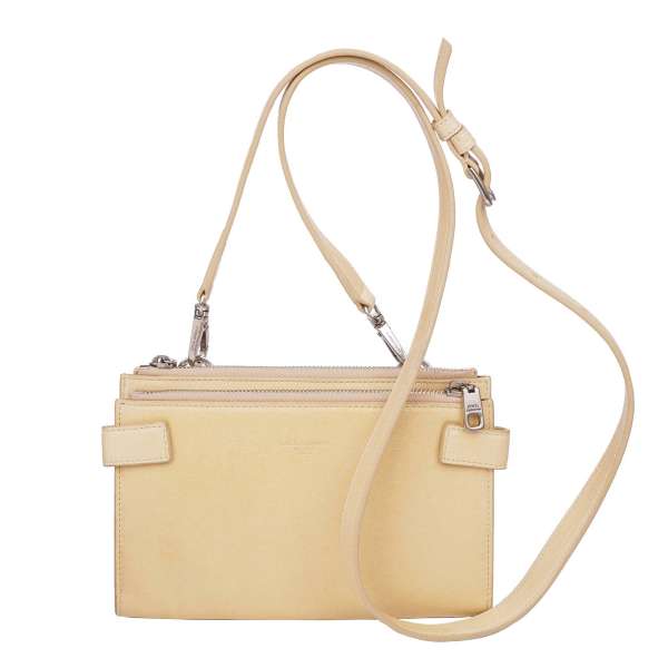 Leather wallet bag / shoulder bag with detachable strap and functional pockets in beige / creme by DOLCE & GABBANA