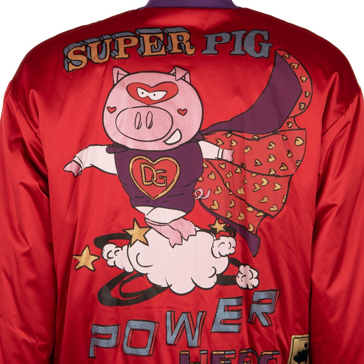 Dolce & Gabbana Heart Super Pig Printed Bomber Jacket with Logo Red |  FASHION ROOMS