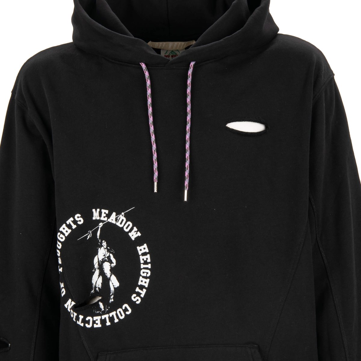 Off White Virgil Abloh Destroyed Hoodie Meadow Heights Collection Black L FASHION ROOMS