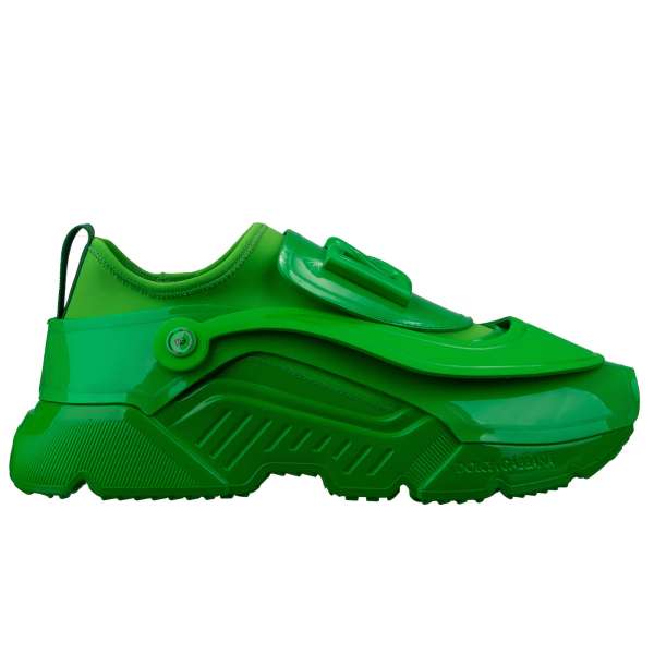 Futuristic Slip On Low-Top Sneaker DAYMASTER with massive sole and DG logo in green by DOLCE & GABBANA