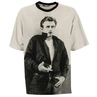 James Dean Picture Oversize Cotton T-Shirt Gray M L XL