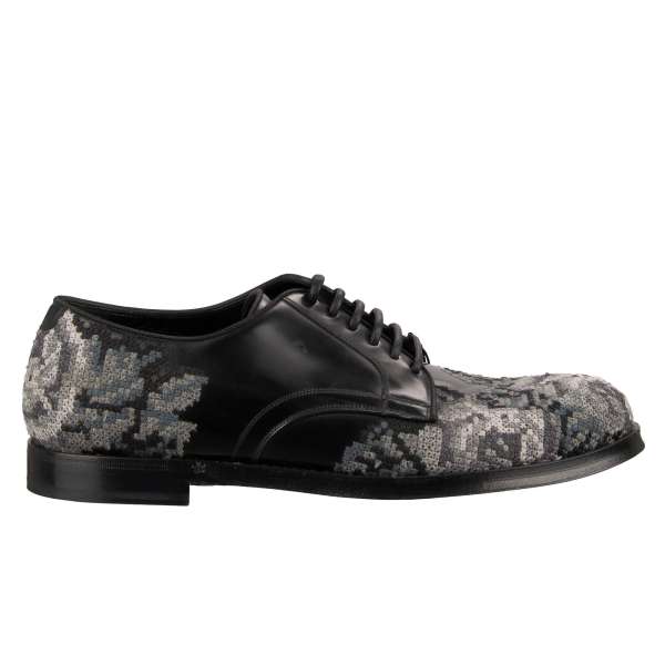 Baroque Style Floral Embroidered Derby Shoes by DOLCE & GABBANA 