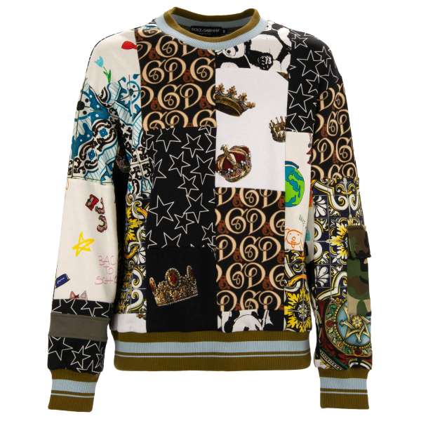 LIMITED EDITION Pullover / Sweatshirt aus Baumwolle mit Patchwork Design und Camouglage Tasche von DOLCE & GABBANA