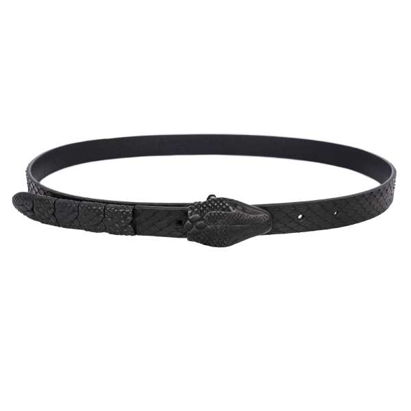 "Rider" Snake skin leather Belt withmetal snake head and tail in gold by PHILIPP PLEIN 